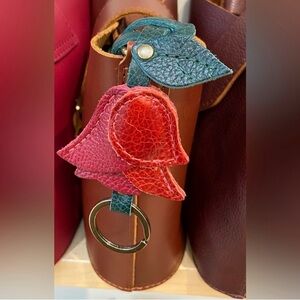 Portland Leather Rose Tassel in Chili Red and Flaminco Bag Charm Bag Flair - NEW